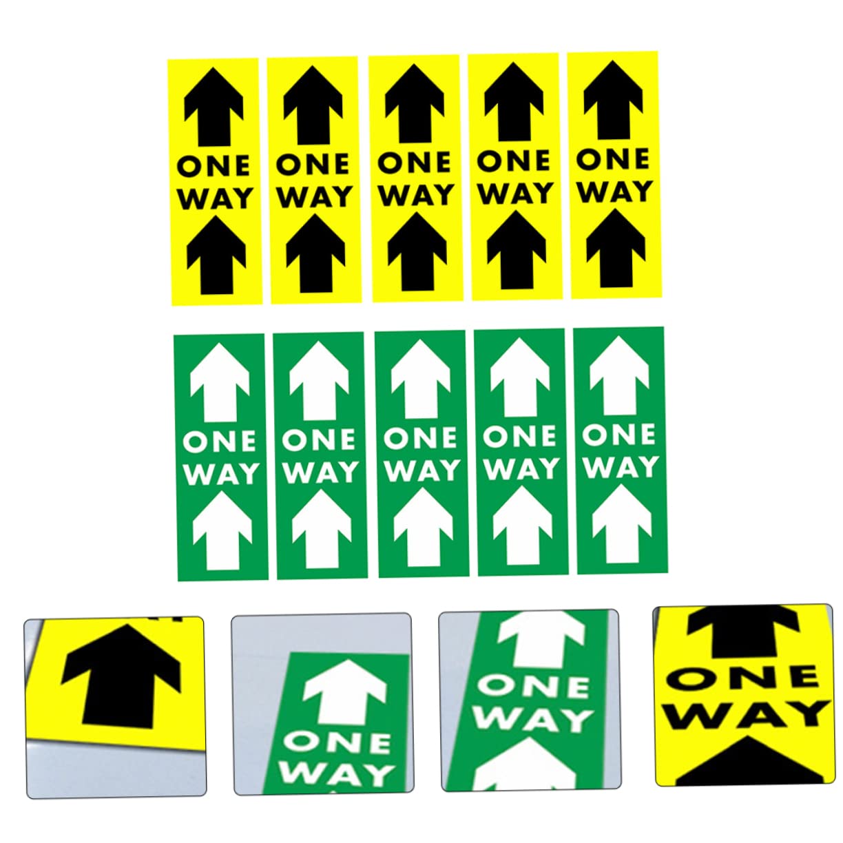 STOBAZA 10pcs Social Distance Floor Stickers Warning Decals with Directional Arrows Easy to Install Safety Signs for Supermarkets Stores and