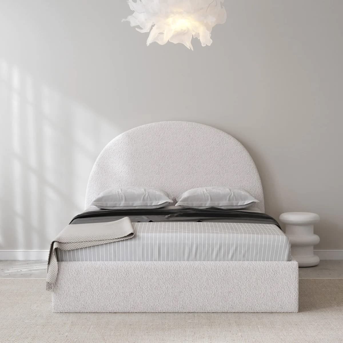 SANA SLEEP Arch Boucle bed frame in ivory white