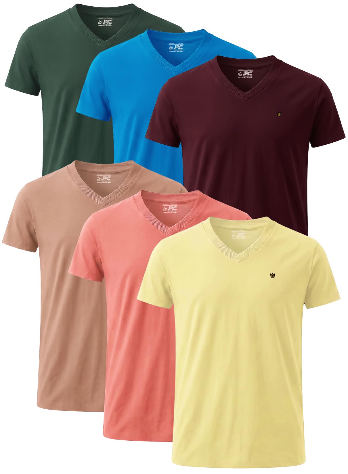 Camisetas de manga corta con cuello en V para hombre, estilo casual, paquete de 6