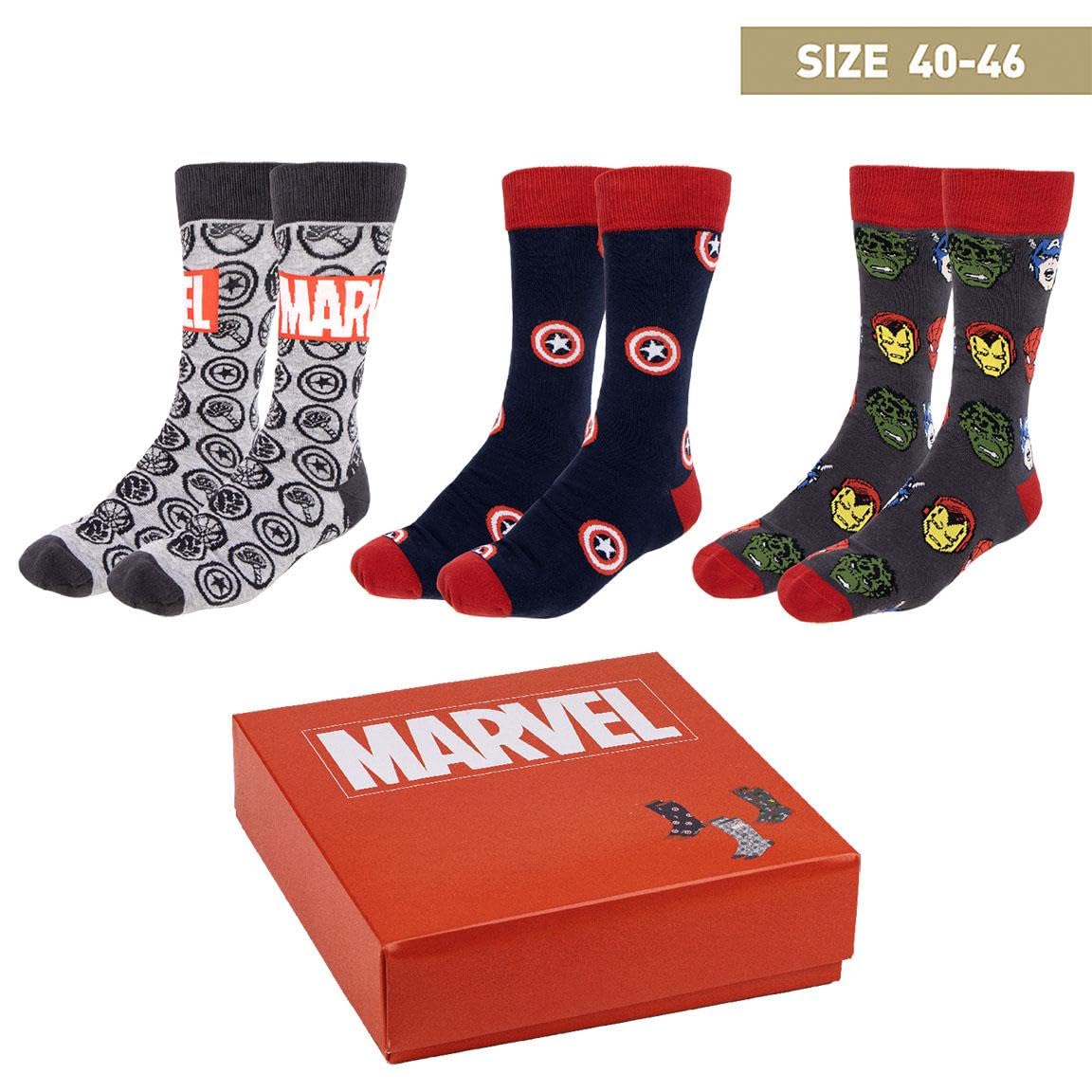 Disney Multicolor Marvel Socks Pack - Multicolour - 3 Pairs - Uk Size 6.5 To 11 - Long Socks Made Of Cotton, Polyamide And Elastane - Original Product Designed In Spain