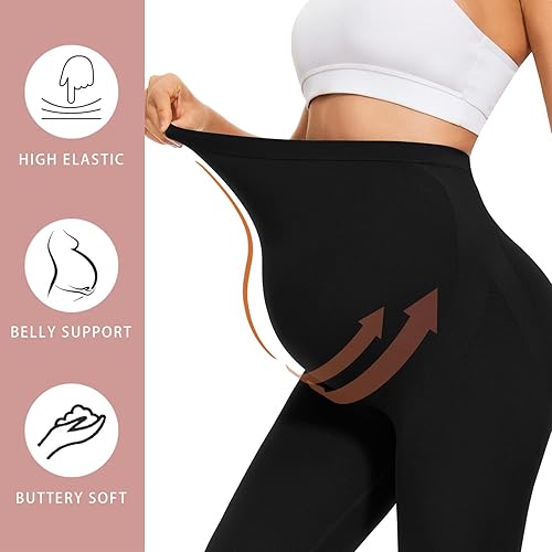 Miniatura 2 de Refeel Leggings capri de maternidad para mujer sobre el vientre pantalones elásticos activos