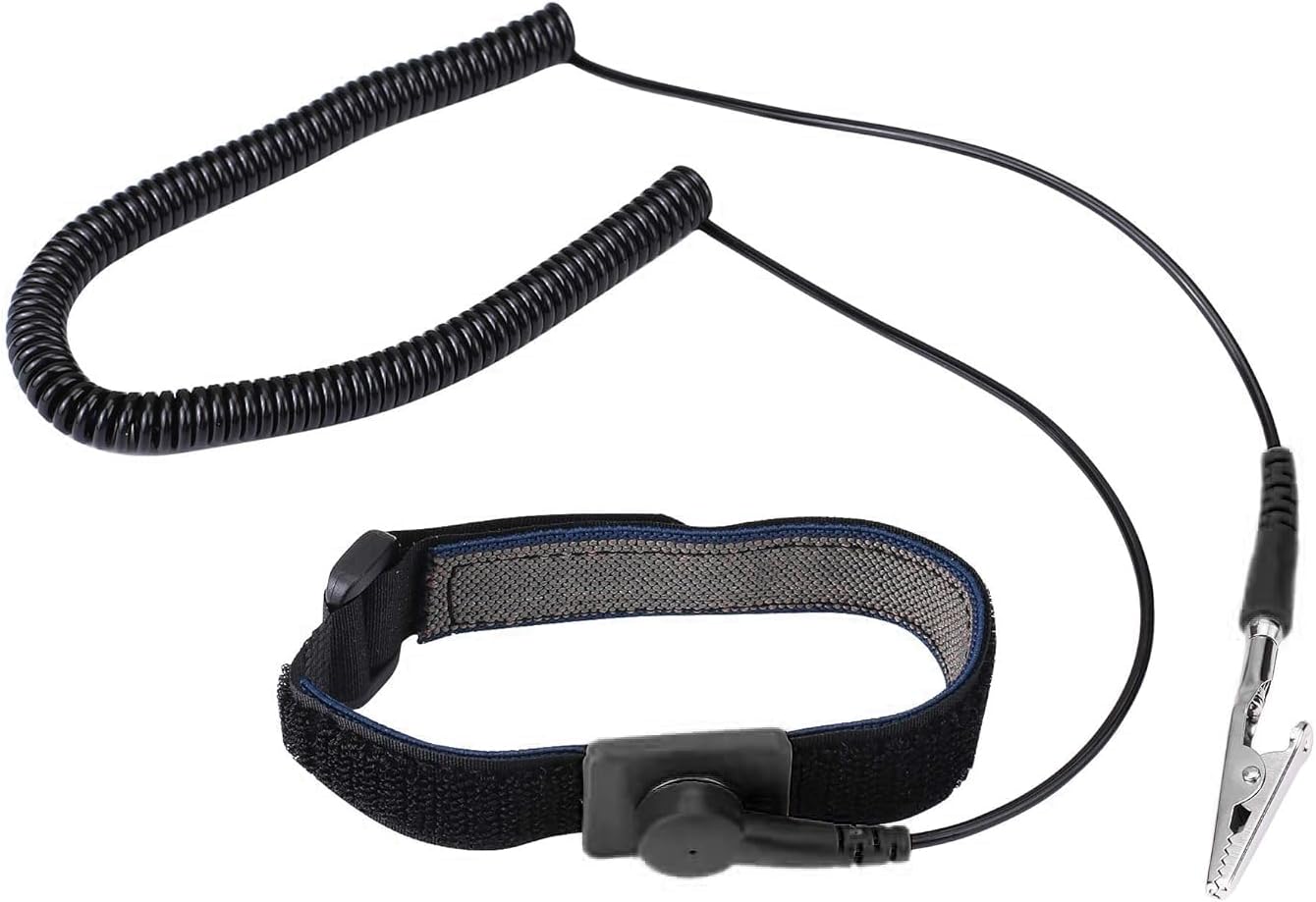 Anti Static Wrist Strap, 11" Anti Static Wristband Grounding Bracelet with Alligator Clip and Extendable Long Cable, Fits Wrist Circumference 6" to 8.5". [Black]