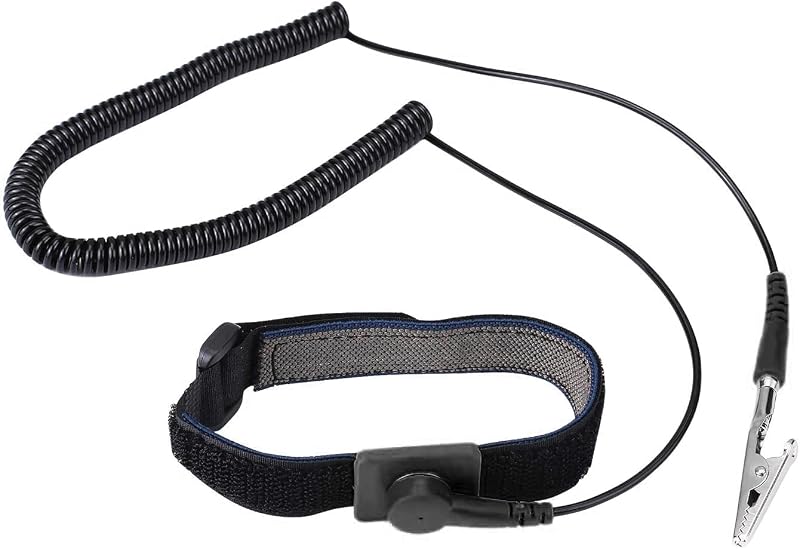 Anti Static Wrist Strap 11" Grounding Bracelet with Alligator Clip, Black | Adjustable Anti Static Wristband with Extendable Cable Helps Reduce Static Buildup in Electronics Repair, Fits 6"–8.5" Wrist