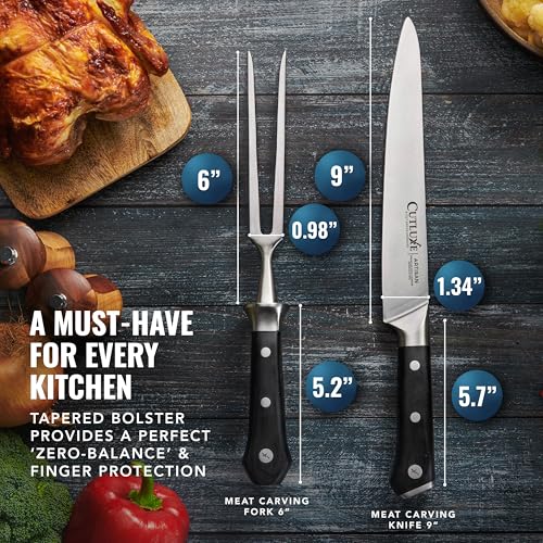 Cutluxe Carving Knife and Fork Set – Carving Knife Set for Meat, Brisket & BBQ – Razor Sharp Premium German Steel – Full Tang & Ergonomic Handle – Artisan Series - Image 8