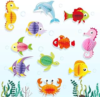 Meuparty sotto Il Mare Decorazioni a Nido d'Ape Animali Centrotavola per Pesci e Sirene Cavalluccio Marino Forma di Granchio Appeso Prop Partito per Decorazioni a Tema a Tema Oceano