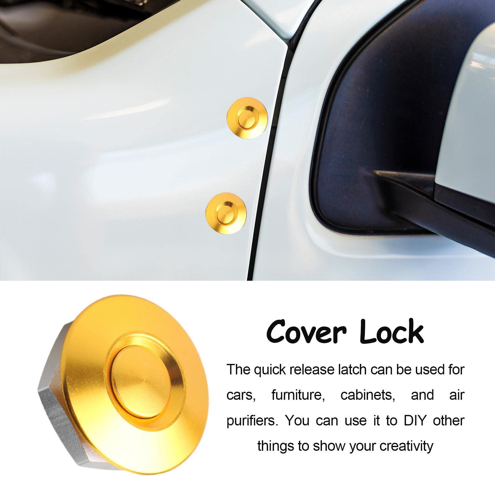 Sgancio A Scatto Auto Chiusura Rapida Per Cofano Auto - Da 22mm, In Lega Alluminio, Per Paraurti 2 Pezzi Universali - Foto 3