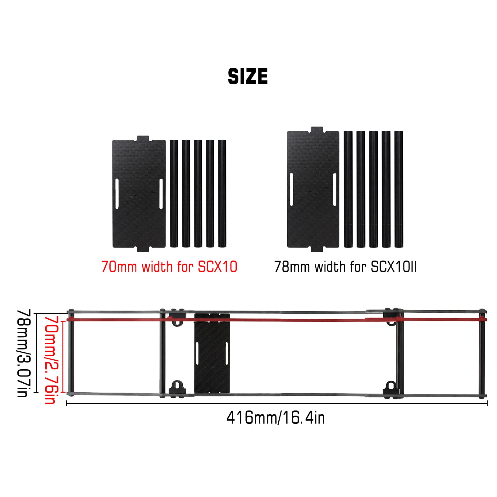 Amazon.com: INJORA RC Chassis Kit Frame Girder LCG Carbon Fiber