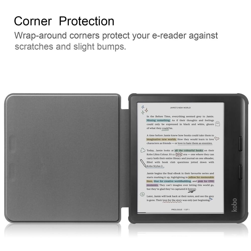 Étui compatible avec Kobo Libra Couleur 7 pouces (couleur : Big Eyes) Étui rigide à rabat en cuir