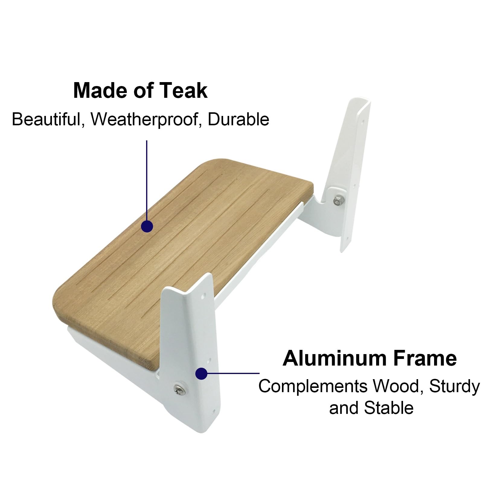 Składane Stopnie Do Kampera, Stop Aluminium, Teak, Pedał, Wielofunkcyjny Do Steru Łodzi, Kampera, Kampera, Montaż na Ścianie, 305x120mm