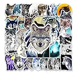 Cool Wolf Stickers Packs Laptop Water Bottle Scrapbook Helmet Luggage Phone Skateboard DIY Sticker Decals 50 Pcs Kids Teens Adults Cartoon Wolves Vinyl Stickers