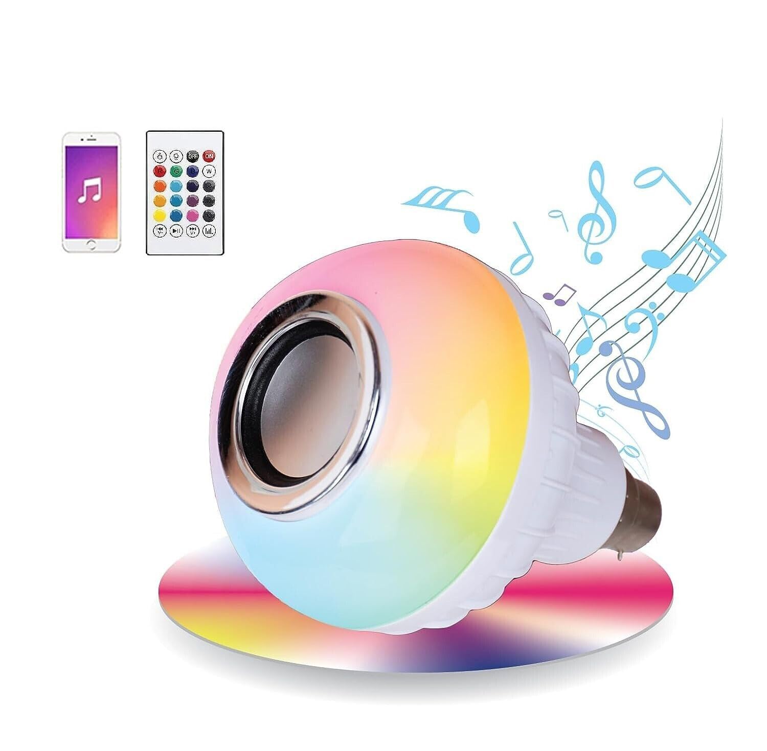 Desidiya® RGB Bulb | Wireless Bluetooth LED with Speaker | Remote Control Music Bulb | Disco Light Bulb | Home Decoration Bulb | 12W | Electric, Multicolor Pack of 1