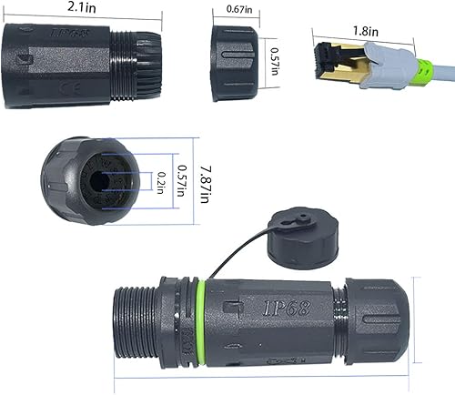 Miniatura 6 de Conector impermeable RJ45 Conector de cable IP68, acoplador de montaje en panel hembra a hembra, con acoplador de cable de blindaje