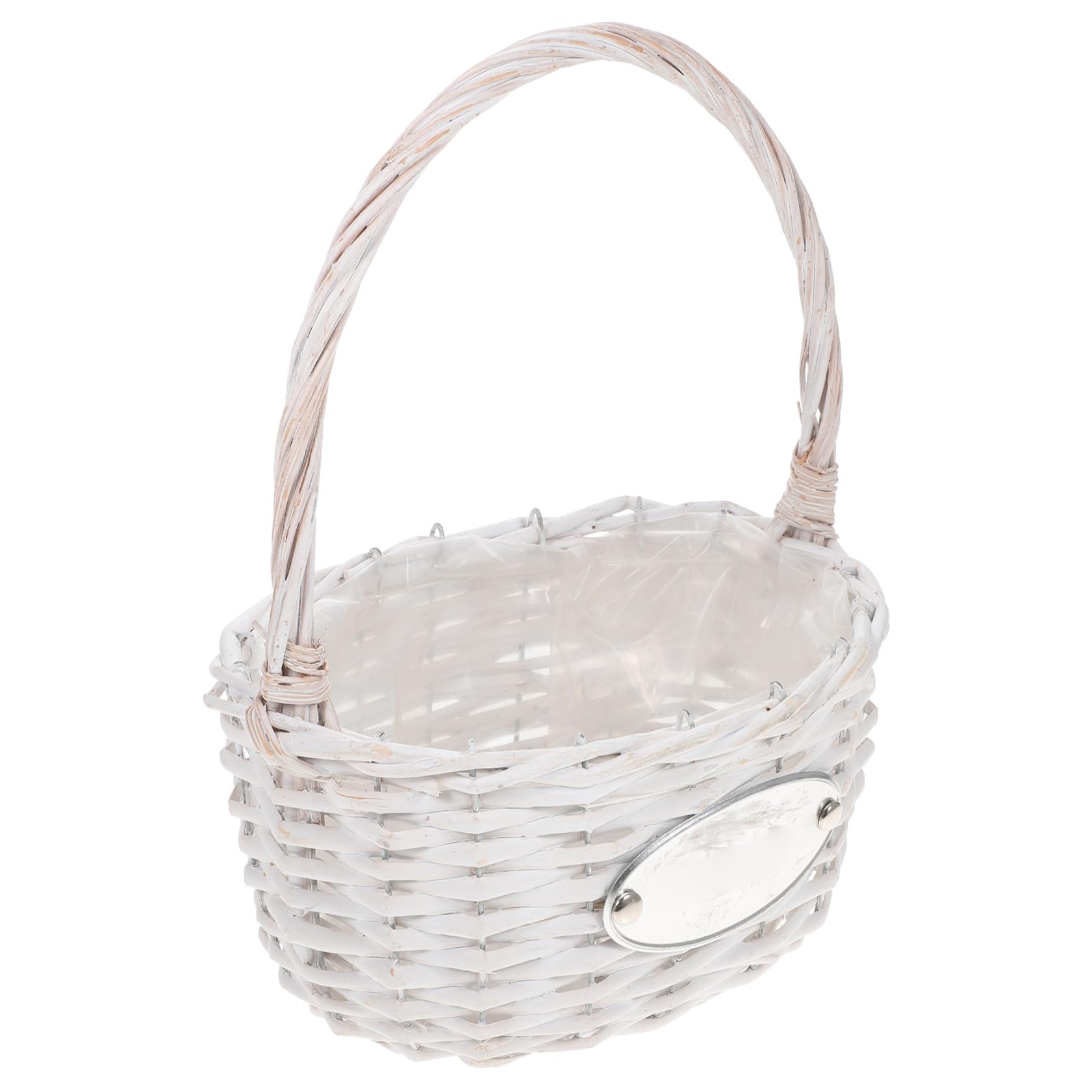 PATKAW Hochzeit Blumenmädchen Korb Rattan Blumenkorb Blütenkorb Süßigkeiten Aufbewahrungskorb Osterei Korb Mit Griff Für Hochzeitszeremonie Partyzubehör Weiß
