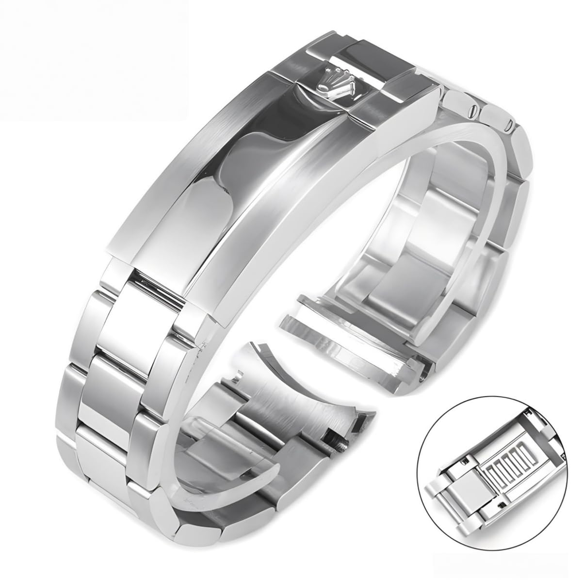 Cinturino Orologio Acciaio Inossidabile Bracciale Metallo Ricambio Oyster Maglie 20mm Chiusura Scorrevole per Rolex Submariner