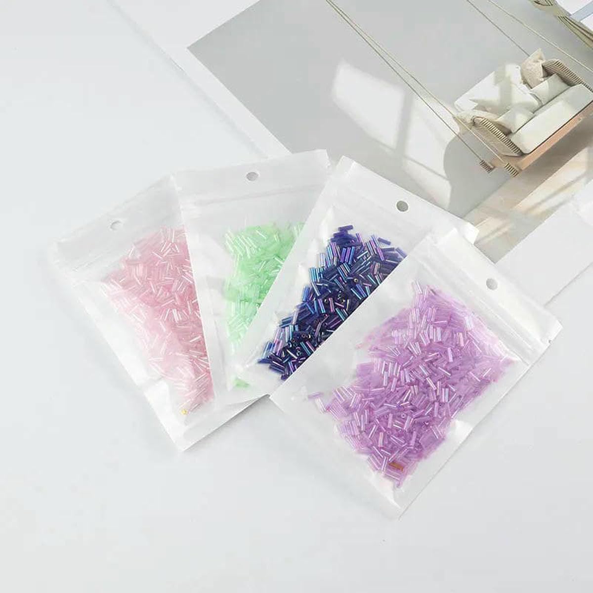 Kit de fabricación de pulseras, cuentas de tubo de cristal y espaciador, 200 cuentas transparentes de 2 x 6 mm para joyas y accesorios de ropa
