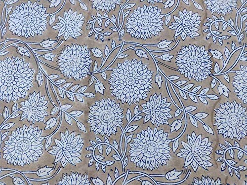 Traditional JaipurBlock Printed Cotton Fabric, Hand Printed Indian Fabric, Soft Cotton Fabric by The Yard Fabric, Jaipuri Kurti Print Fabric for Scarves, Summer Dress Fabric (2.5 Yards)