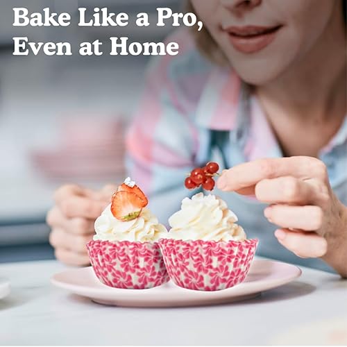 Vista 199 de Regency Wraps Vasos para hornear de grado profesional a prueba de grasa, paquete de 40 unidades, revestimientos estándar, lunares azul cobalto