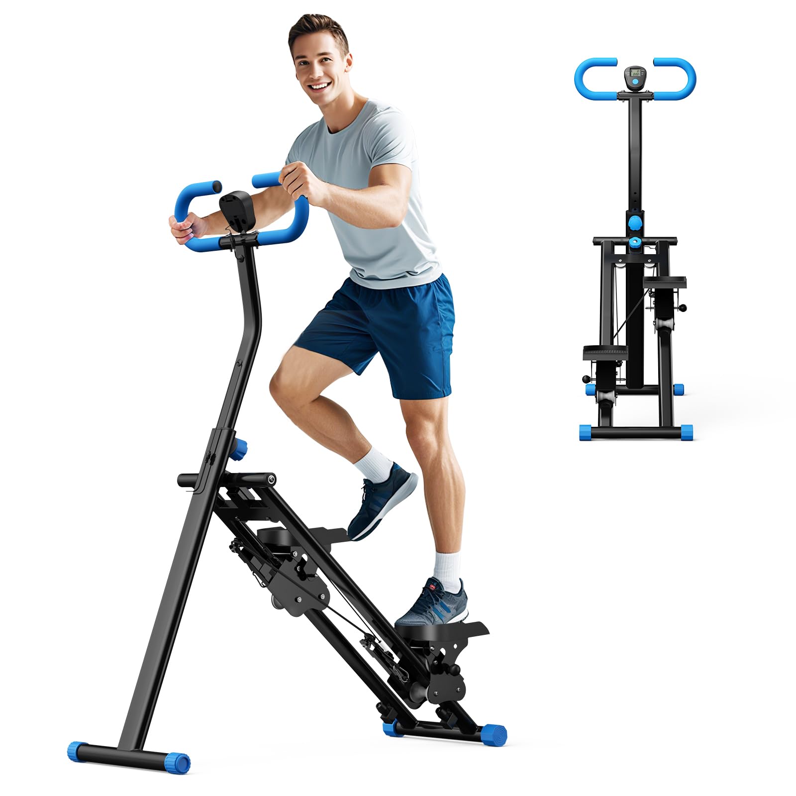 2025 Nueva escaladora para el hogar, escalador vertical Stairmaster para entrenamiento de cuerpo entero, escalador de cardio plegable compacto con ancho de paso ampliado, manillar ajustable y pedales