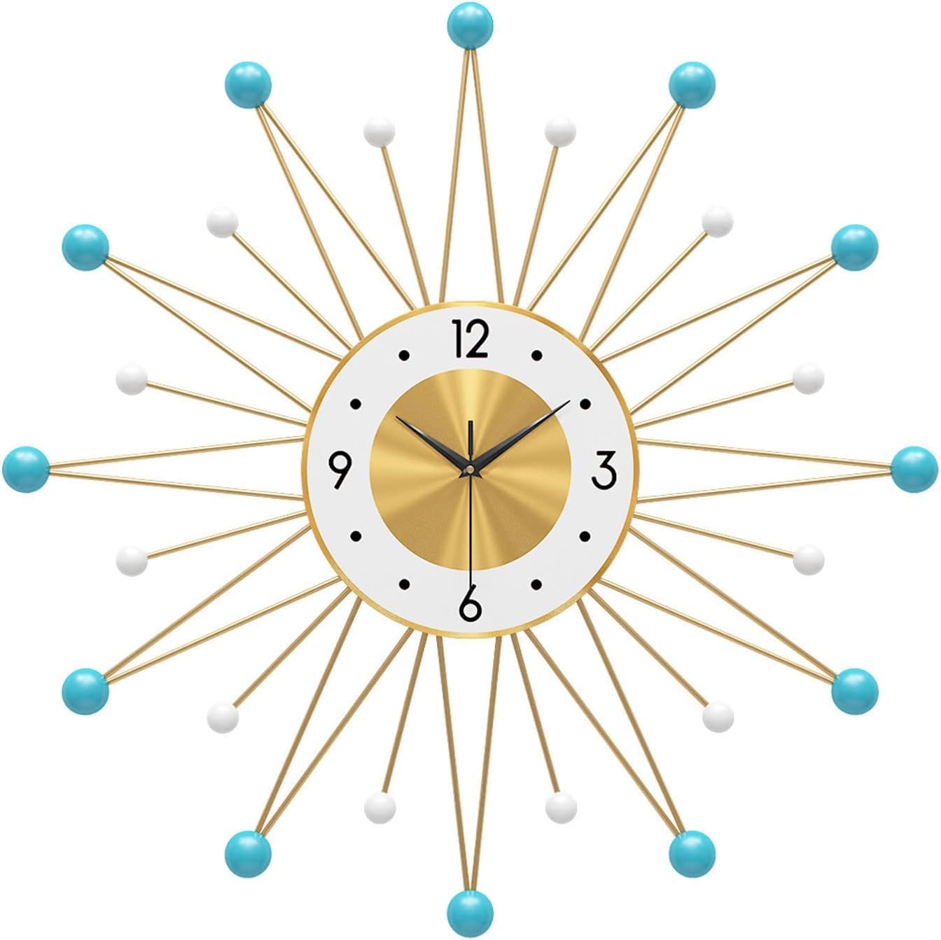 SaryEdge Wall Clock for Living Room Decor, Mid Century Art Clock Silent Non-Ticking, Modern Metal Wall Clocks Bedroom Home Decorations,Blue-30Inch,Blue-30Inch,Blue-30Inch