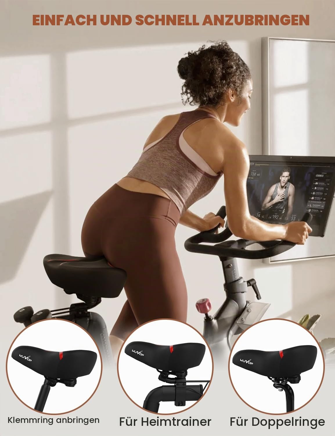 Übergroßer Fahrradsitz für Peloton Bike & Bike+, Komfort-Fahrradsitz-Ersatz für Männer & Frauen, extra breiter Fahrradsattel kompatibel mit Peloton, Echelon, Übung, Elektro, Cruiser Bikes