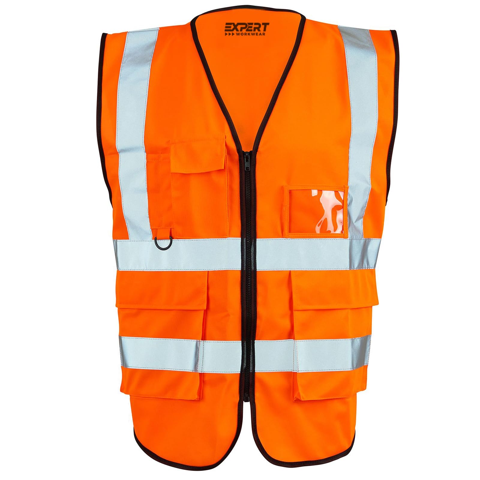 Expert Workwear Hi Vis Viz Zipped Executive Vest High Visibility Two Tone Reflective Safety Waistcoat Jacket Mobile Phone Pocket & ID Holder — image 1