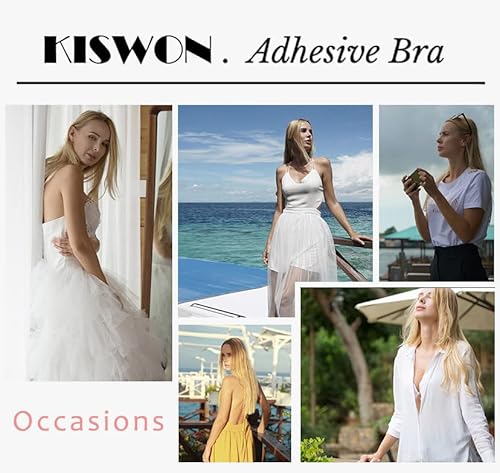 Kiswon Push Up Sticky Adhesive Bra Pasties Nipple Covers Invisible Backless Strapless Bra For Women Beige #TOP5