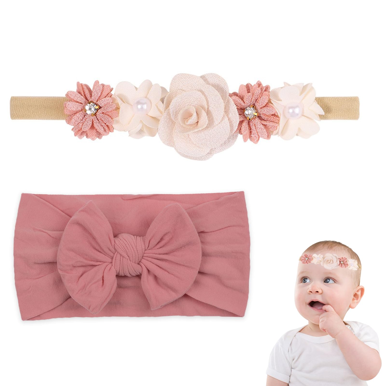 2 Pezzi Fascia Elastica, Accessori Neonata, Fascette Per Capelli Per Fiocchi Per Floreale, Regalo Per Bambini Per Foto