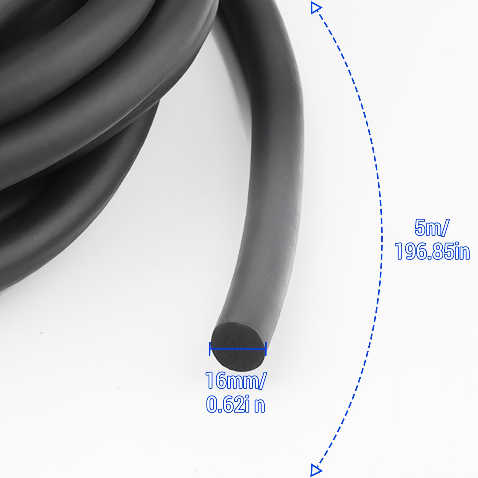 Nastro Tenuta Gomma Espansa Ø 16 mm Guarnizioni in Gomma EPDM Cordone di Tenuta per Giunti 5 m Guarnizione Porta Nero Nastro per Giunti Guarnizione per Finestre Porte Pareti e Soffitti