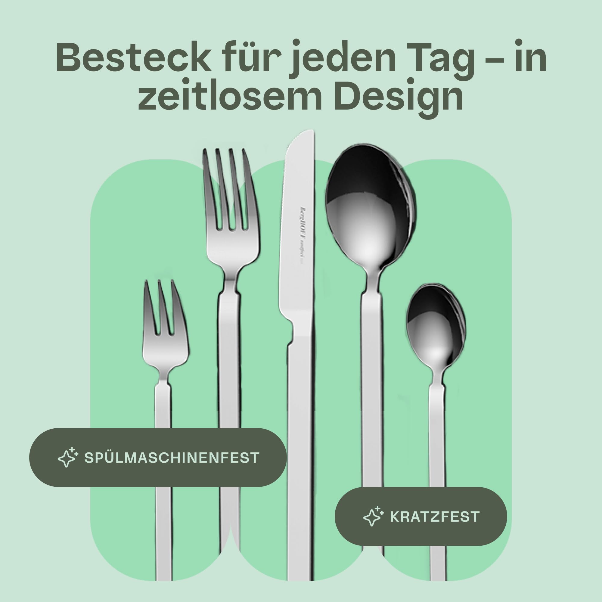 BergHOFF Home Besteck Set für 6 Personen - Besteckset 30tlg. aus Edelstahl – Geschirrset spülmaschinenfest – Essservice Set
