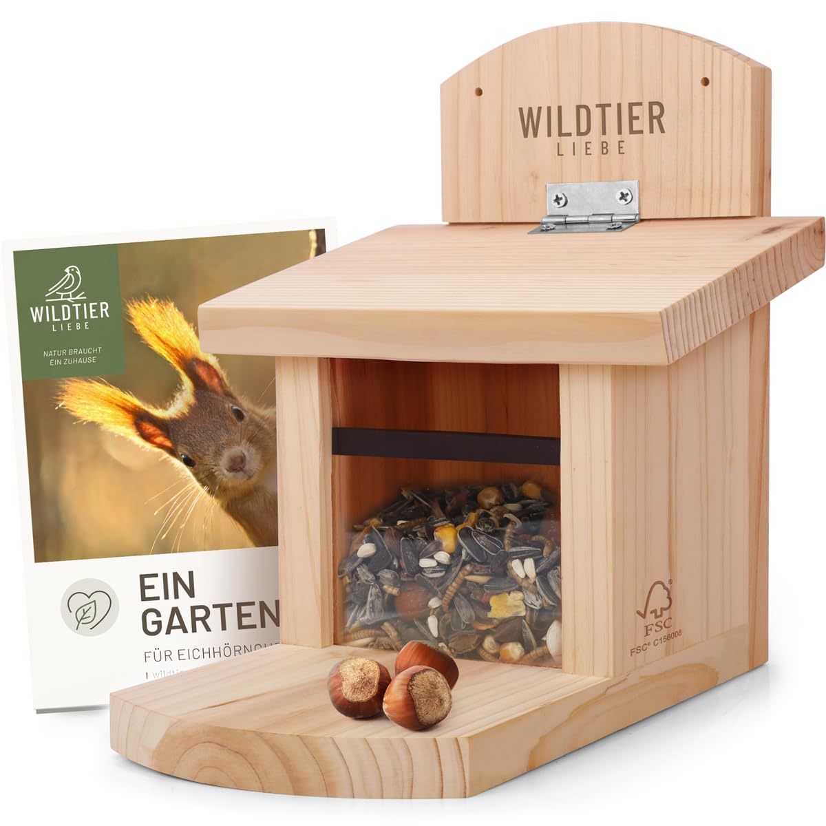 wildtier liebe Eichhörnchen Futterhaus wetterfest I aus verschraubtem Massiv-Holz Futterstelle I Futterstation Eichhörnchen Kobel, Eichhörnchenhaus