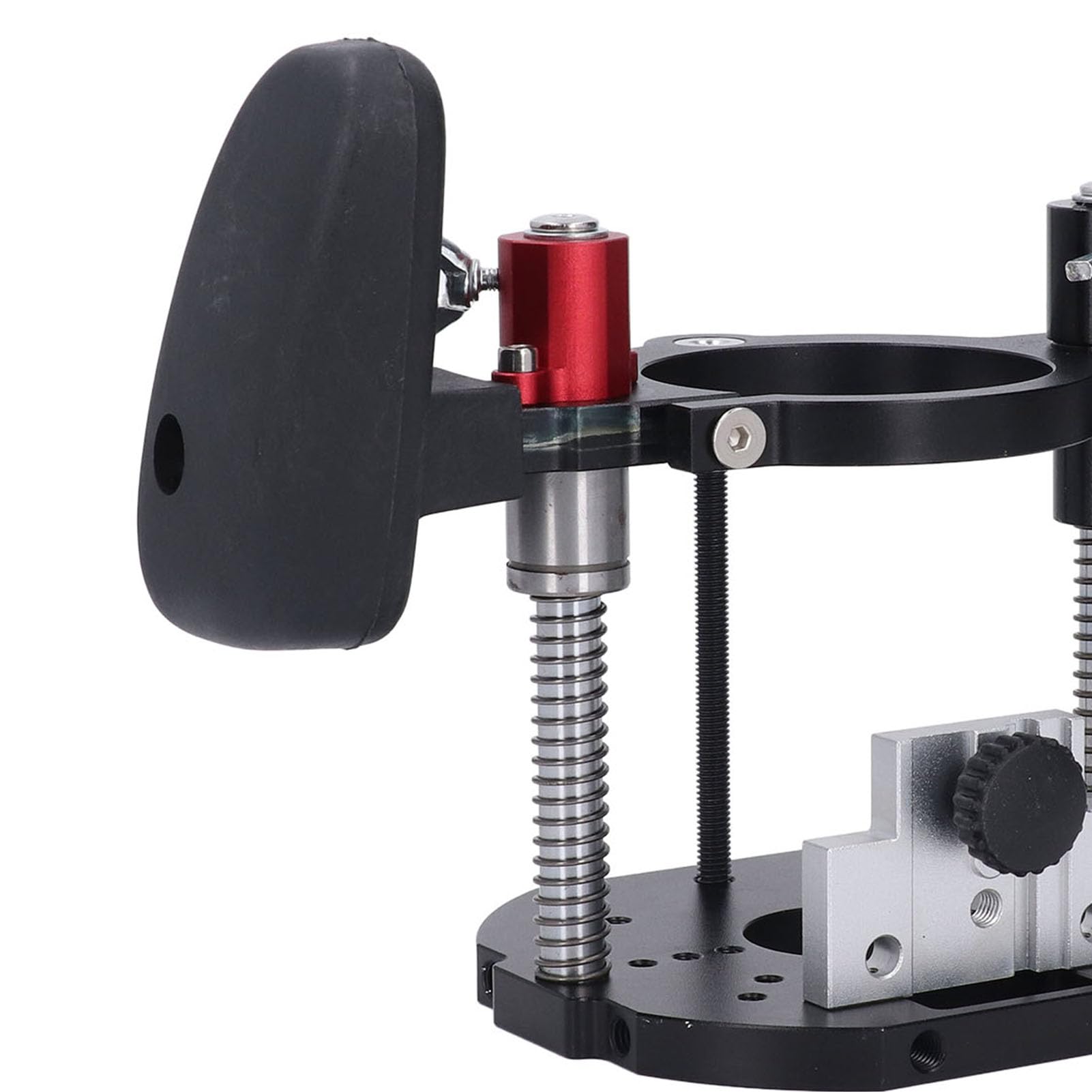 Ejoyous Router Lift System, Router Lift Base regulowany skok stołu frezarskiego ze stopu aluminium uchwyt do frezarki do obróbki drewna, zakres zacisku 63,5-65 mm