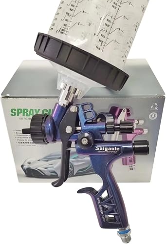 HVLP 6800B Pistola pulverizadora de 0.051 in sin taza de lavado y adaptador de spayer de coche, herramienta de pintura, pistola de pintura de aire