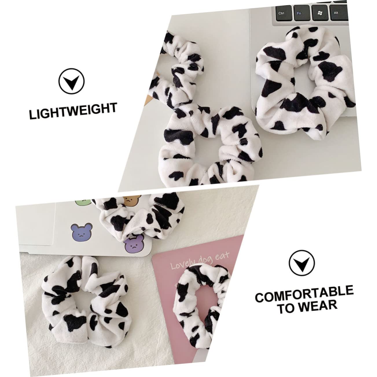 Ipetboom 10pcs Hair Ring Cow Print Scrunchie Elastic Hair Bands Scrunchy Fashion Hair Rope Patterned Scrunchies Ribbon Hair Ties Girl Scrunchies Headdress Korean Style Woman Fabric The Cow - Image 4