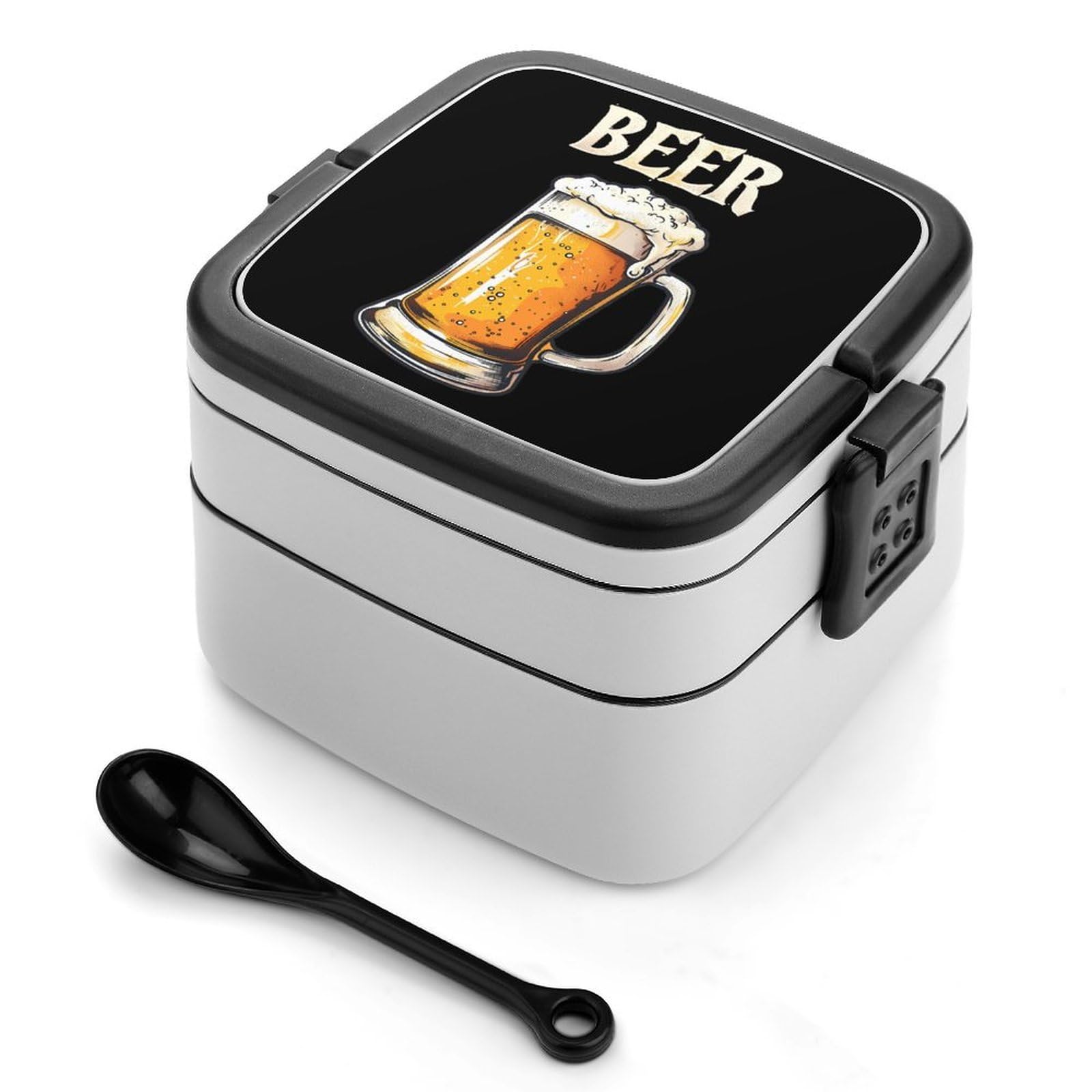 CGSBNGHA Beer Bento Lunch Box 2 Layer Lunchbox Food Container for Adults Office