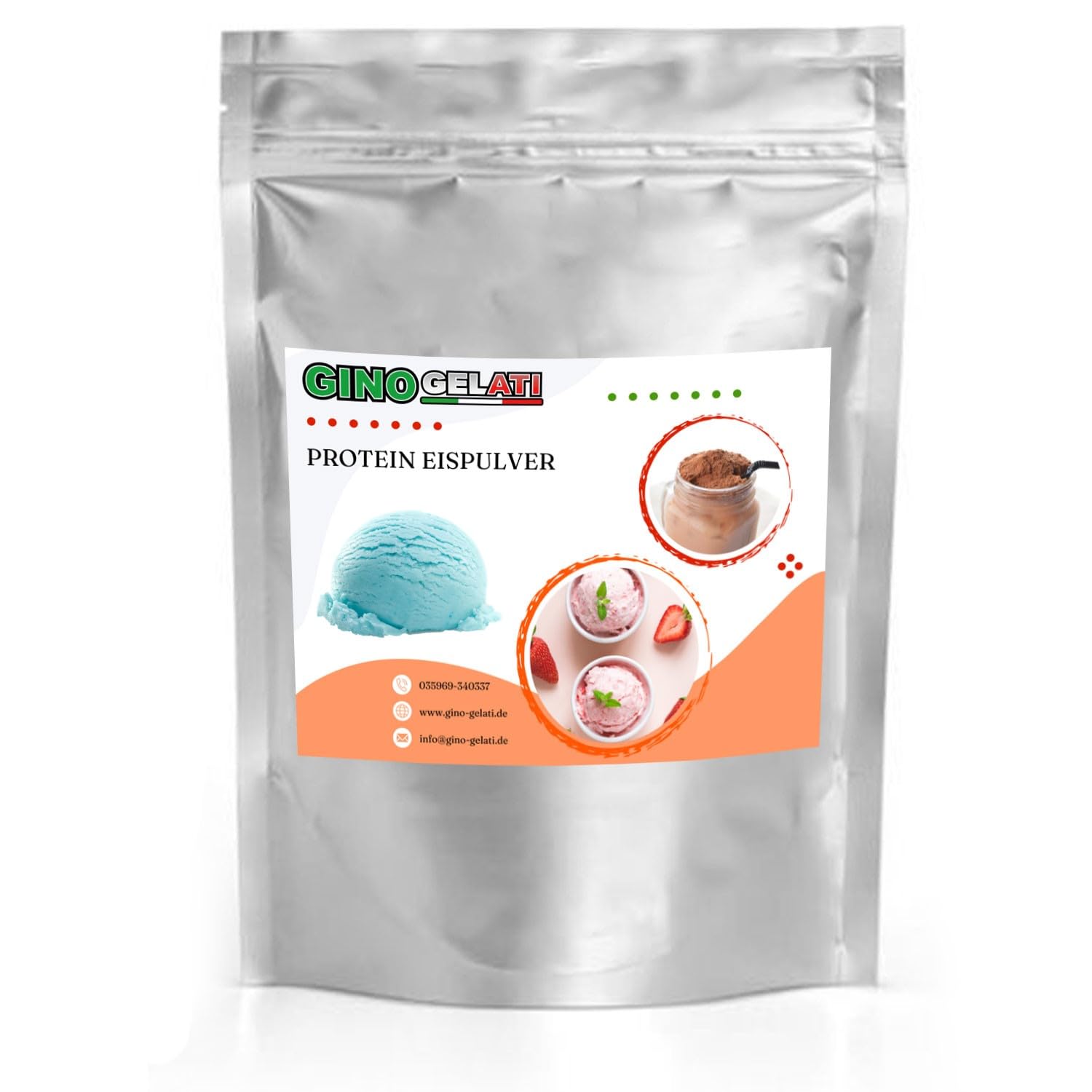 Gino Gelati Proteineis Pulver mit verschiedenen Geschmäckern, Intensiver Geschmack, Made in Germany, leichte und schnelle Zubereitung, gesundes Eis selber machen (1 Kg, Schlumpfeis)