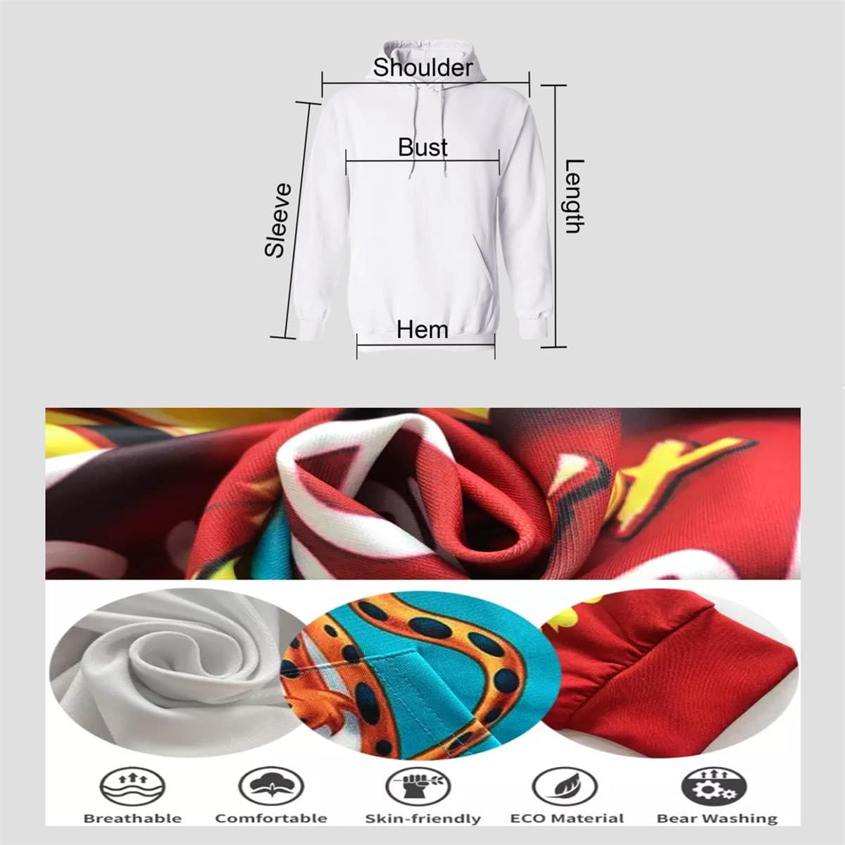 Custom Hoodies Unisex 3D Print Sweatshirt with Pocket for Men and Women/DIY Your Own Personalized Pullover Gifts/Double Sided Design - Image 4