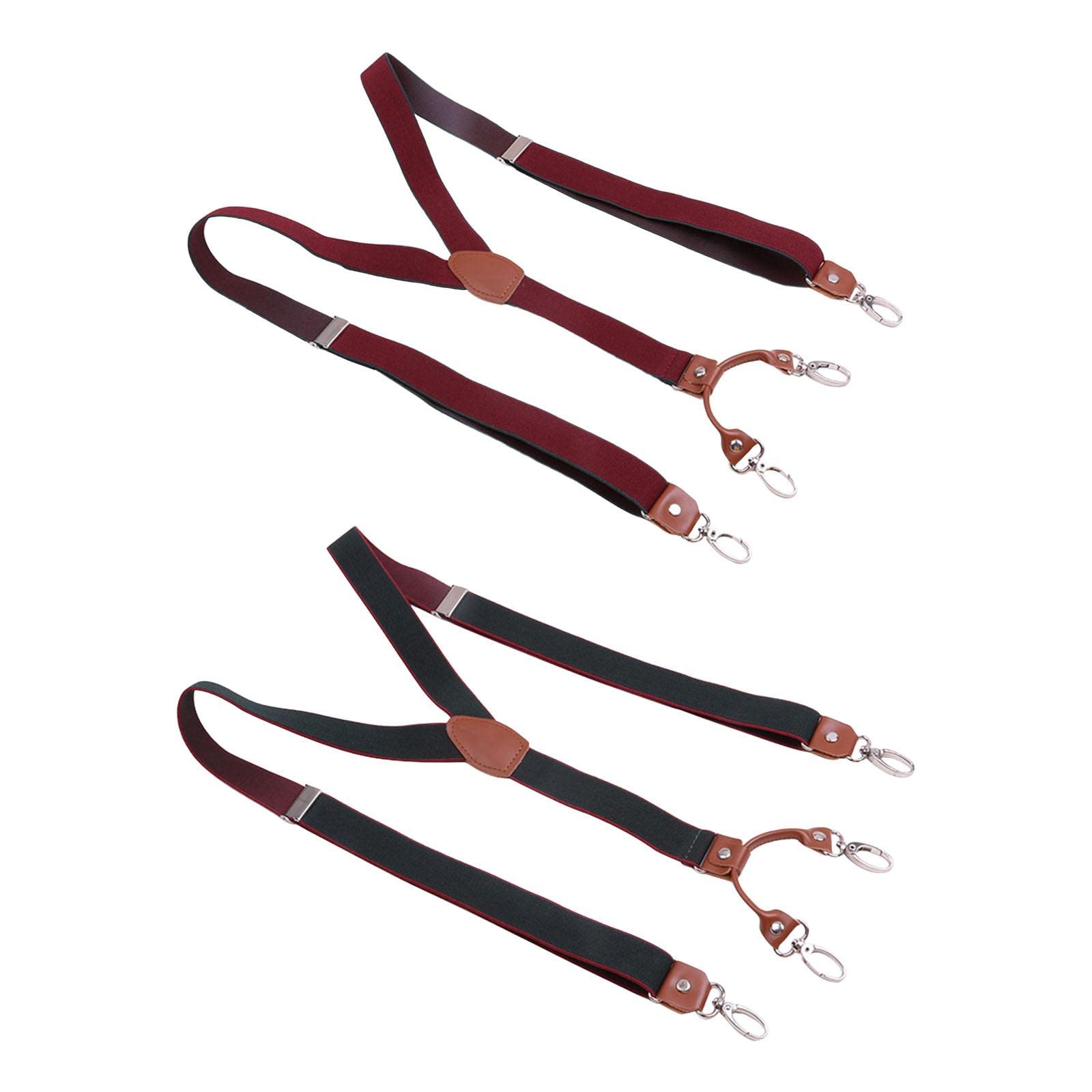 THE STYLE SUTRA 2pcs Mens Suspenders Adjustable Heavy Duty Elastic Straps Red Green-image-19