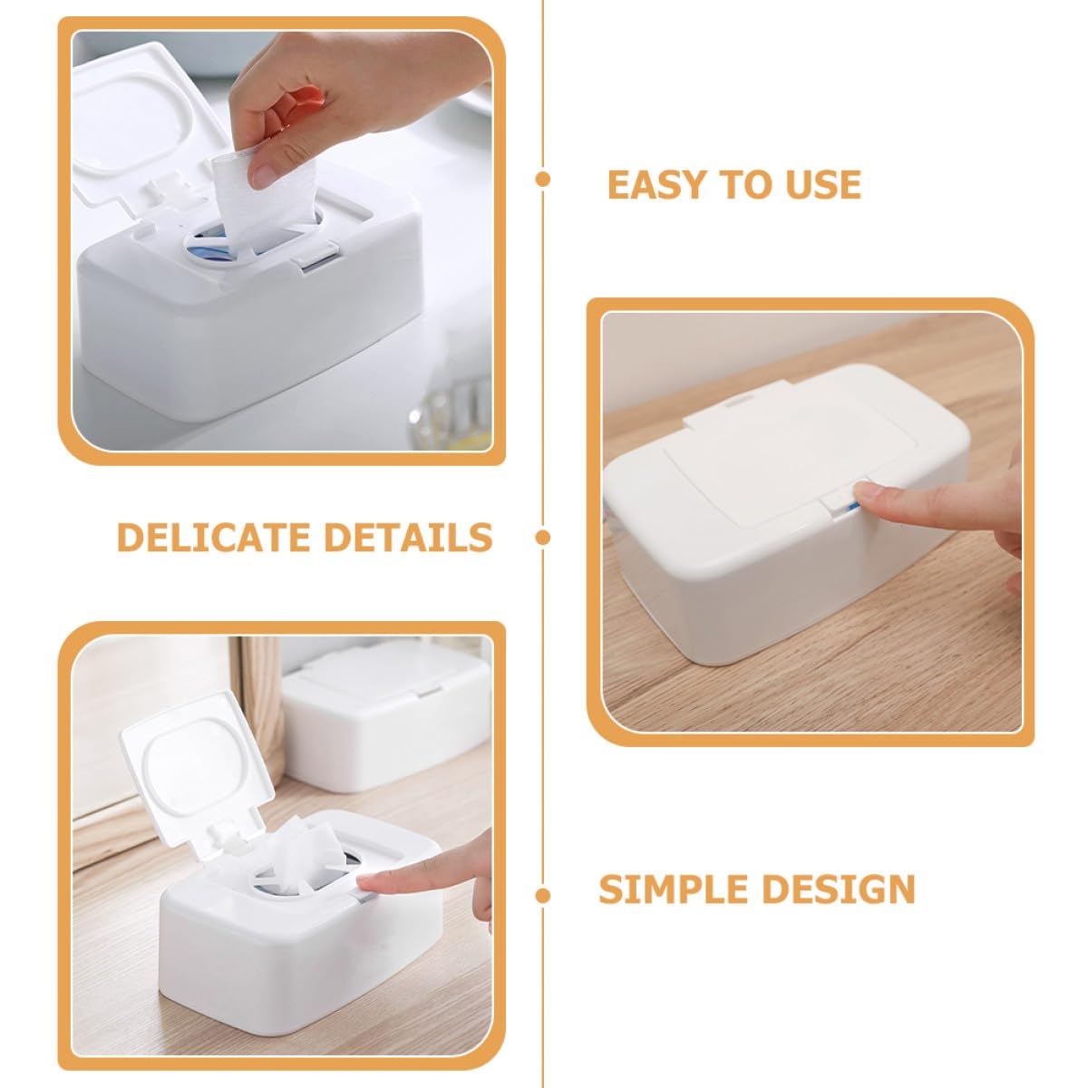 Dispensador de Toallitas Portátil de Color Claro, Caja Plástica para 4 Pañuelos, Compacto y Recargable, Adecuado para Baño, Sala o Habitación Infantil, Set de 4 Unidades