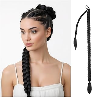 34 Zoll Lange Geflochtene Pferdeschwanz Verlängerung Gerade Wrap Haarverlängerungen DIY Pre Stretche...