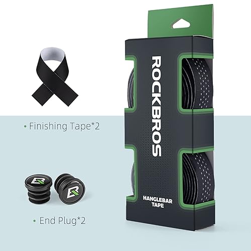 Miniatura 7 de ROCKBROS Cinta de manillar de bicicleta para bicicleta de carretera Cinta de agarre para manillar de bicicleta, cinta de agarre para manillar de