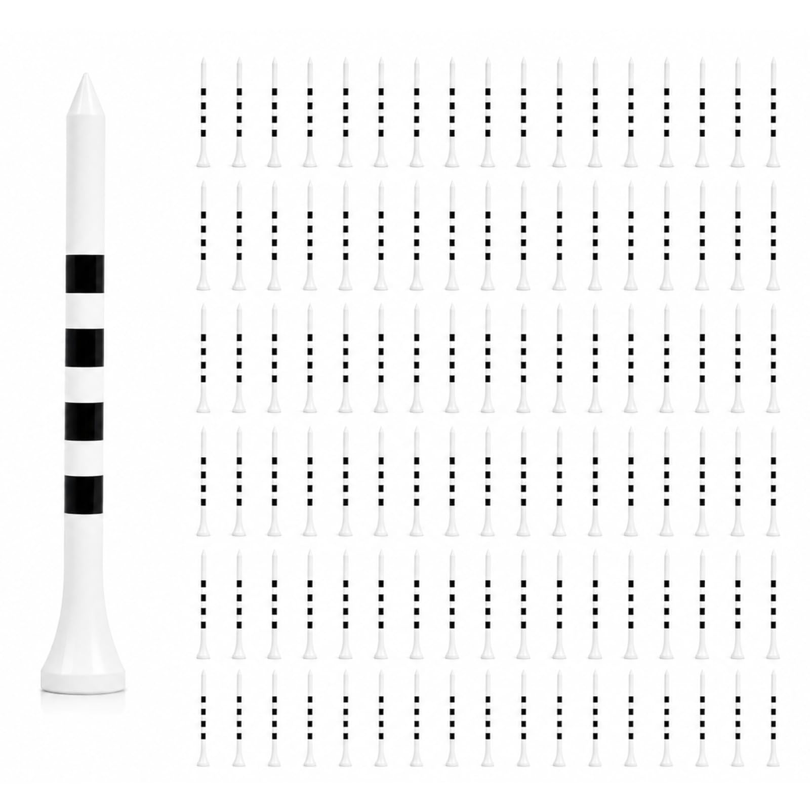 100 Bambus Golf Tees (83 mm) mit Höhenmarkierungssystem – biologisch abbaubar, langlebig & stabil – die Golf Tees für konstante Abschlaghöhe und höchste Präzision（ Weiß）