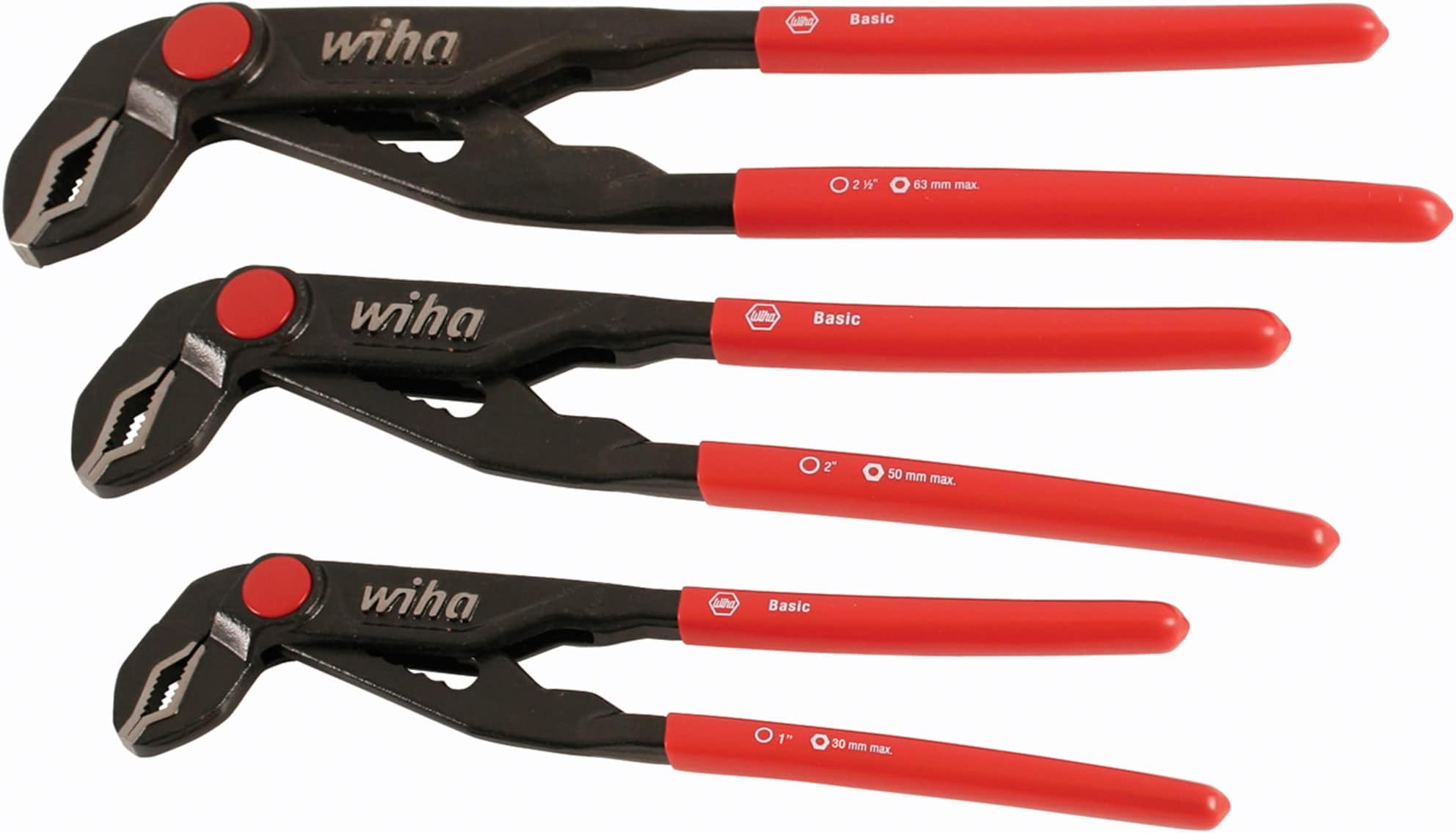 Wiha 32669 Push Button Adjustable Water Pump Pliers Set, 3 Piece Slip