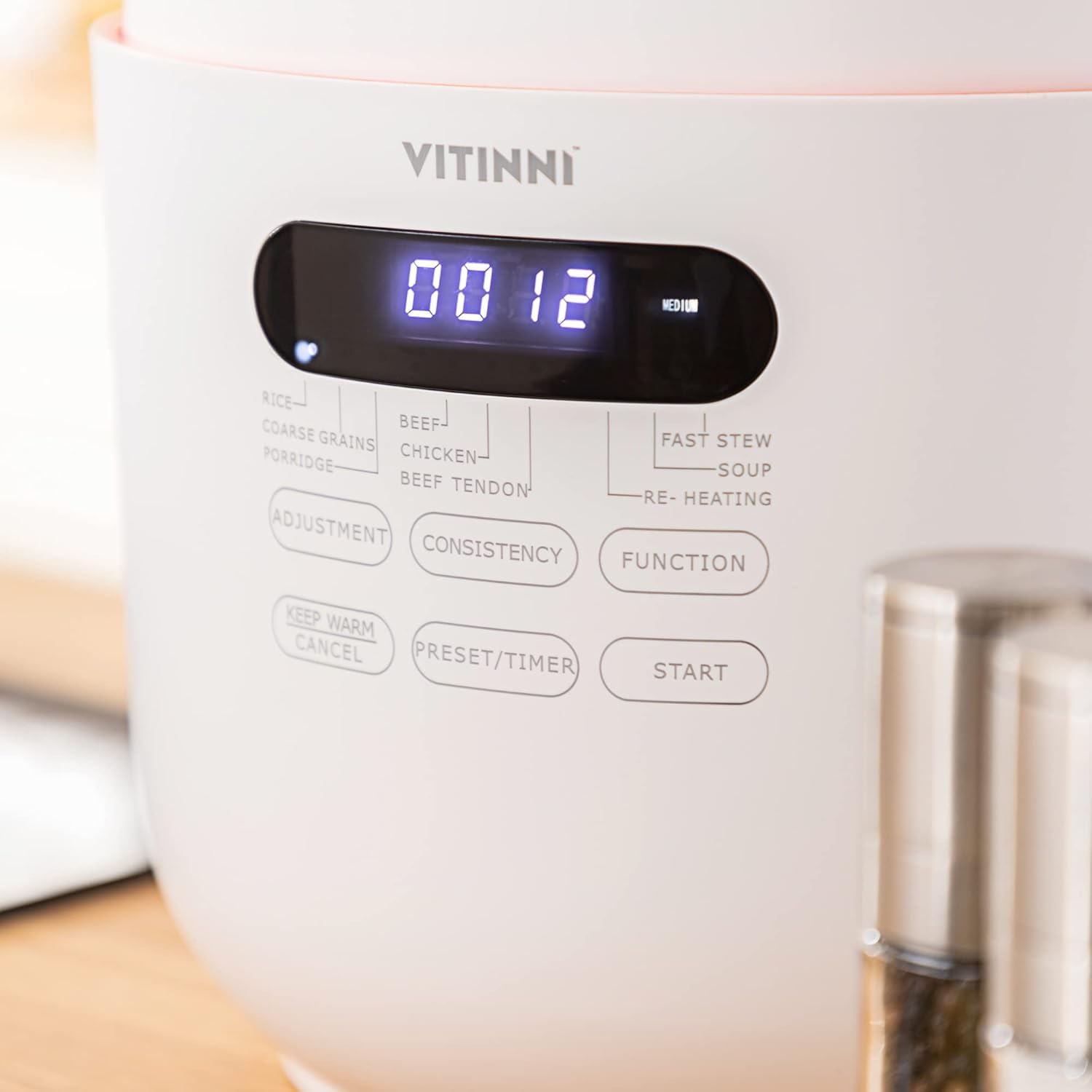 Vitinni Multikocher - 1,8L, Antihaftschüssel, 9 Kochfunktionen, Digitaldisplay, Warmhaltefunktion, Dampfauslass, Herausnehmbare Innenschüssel
