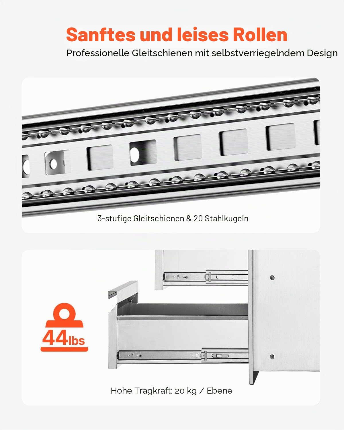 VEVOR 50x67cm Kamintür Dreistufig Edelstahl BBQ Tür Vertikal BBQ Island Tür