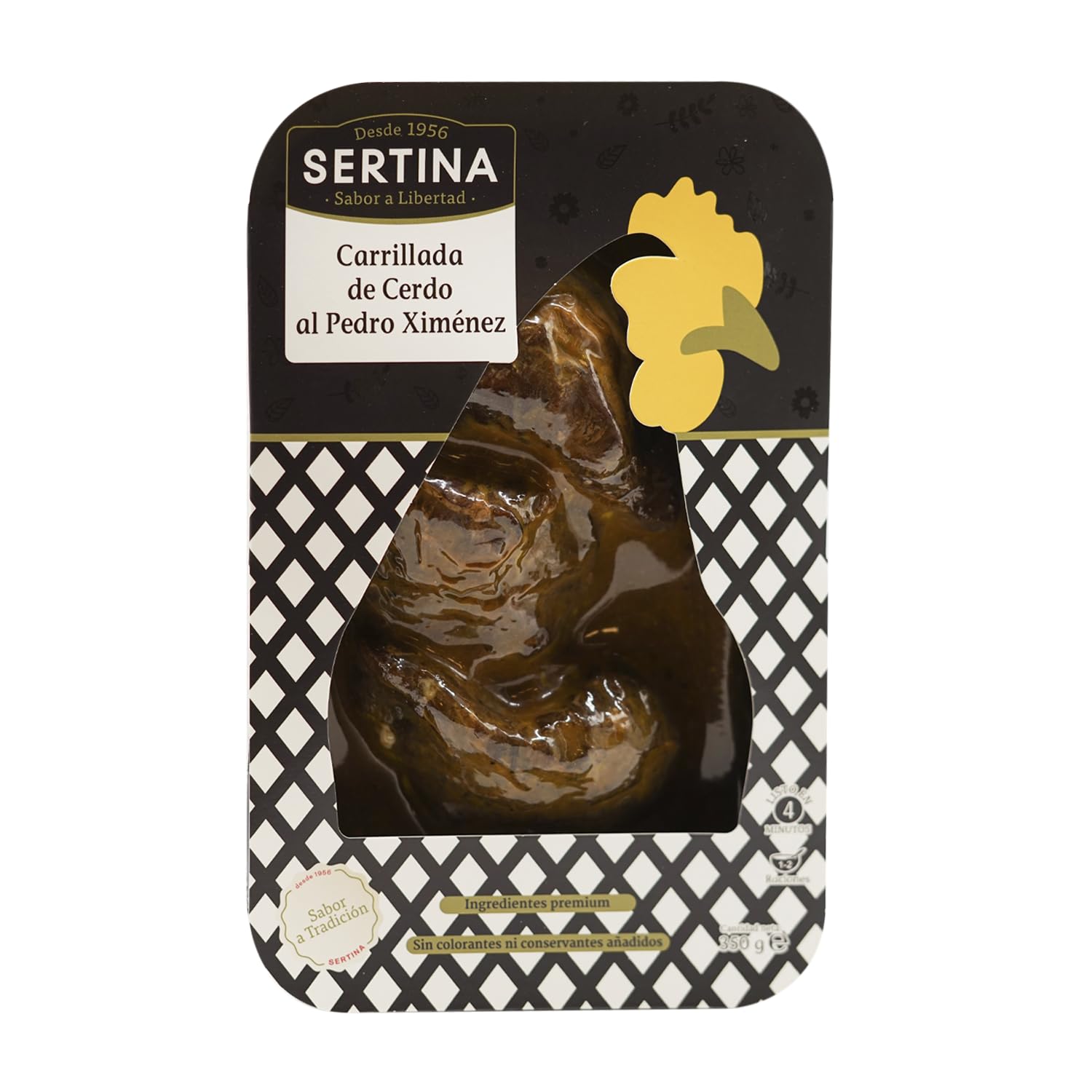 Sertina Carrilleras de Cerdo al Pedro Ximénez Pack de 6 x 350g - Plato gourmet listo para comer, 71% carrilleras de cerdo, sin conservantes, ingredientes naturales, sabor casero