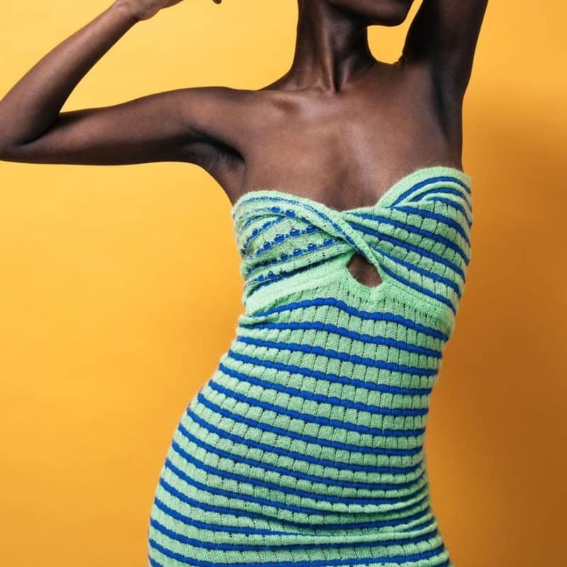 crochet tube dress LvSenLin Strapless Dress Colorful Striped Crochet Tube Dress Split Sexy  Vintage Summer Beach Women Clothing Outwear : Amazon.co.uk: Fashion
