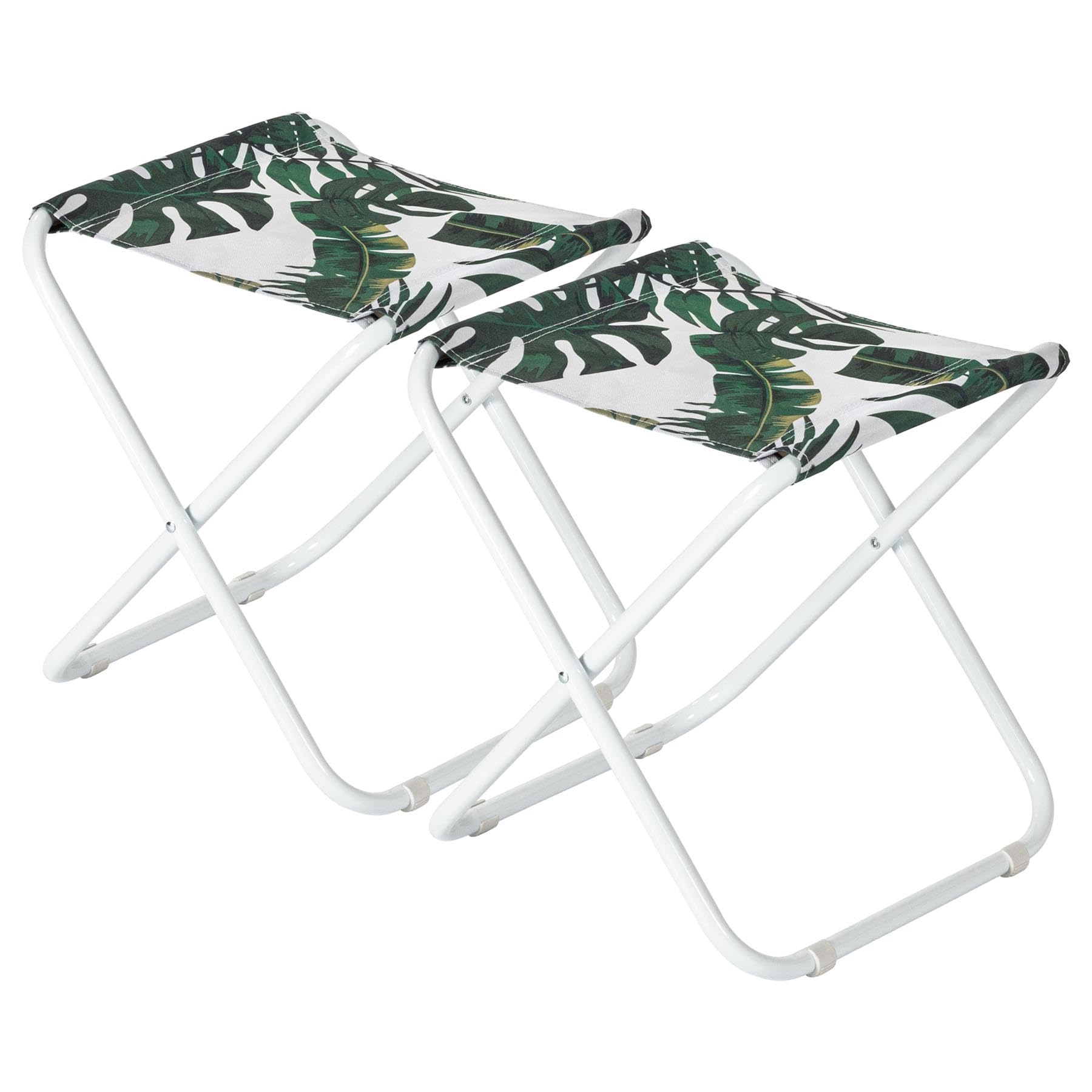 Harbour Housewares Folding Stools - Banana Leaf - Pack of 2 - Canvas Camping Stool Adults Small Portable Lightweight Outdoor Foldable Garden Seat for Fishing, Travelling, Picnics — image 1