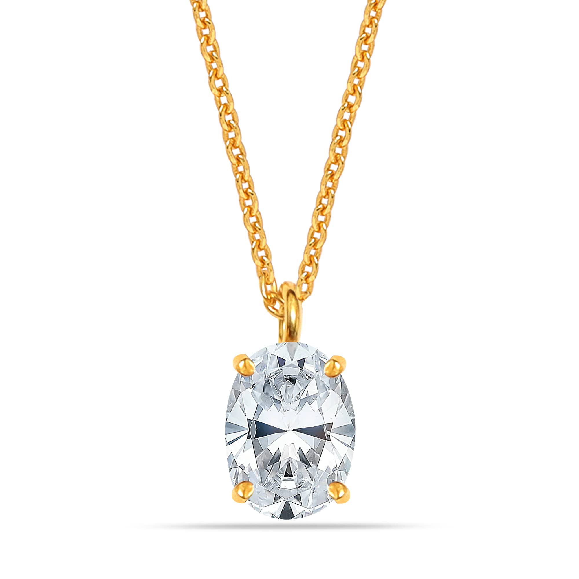 LeCalla Gold-Plated Hanging White Oval CZ Pendant Necklace for Women and Girls (B0BSQ78BSM) Amazon Price History, Amazon Price Tracker