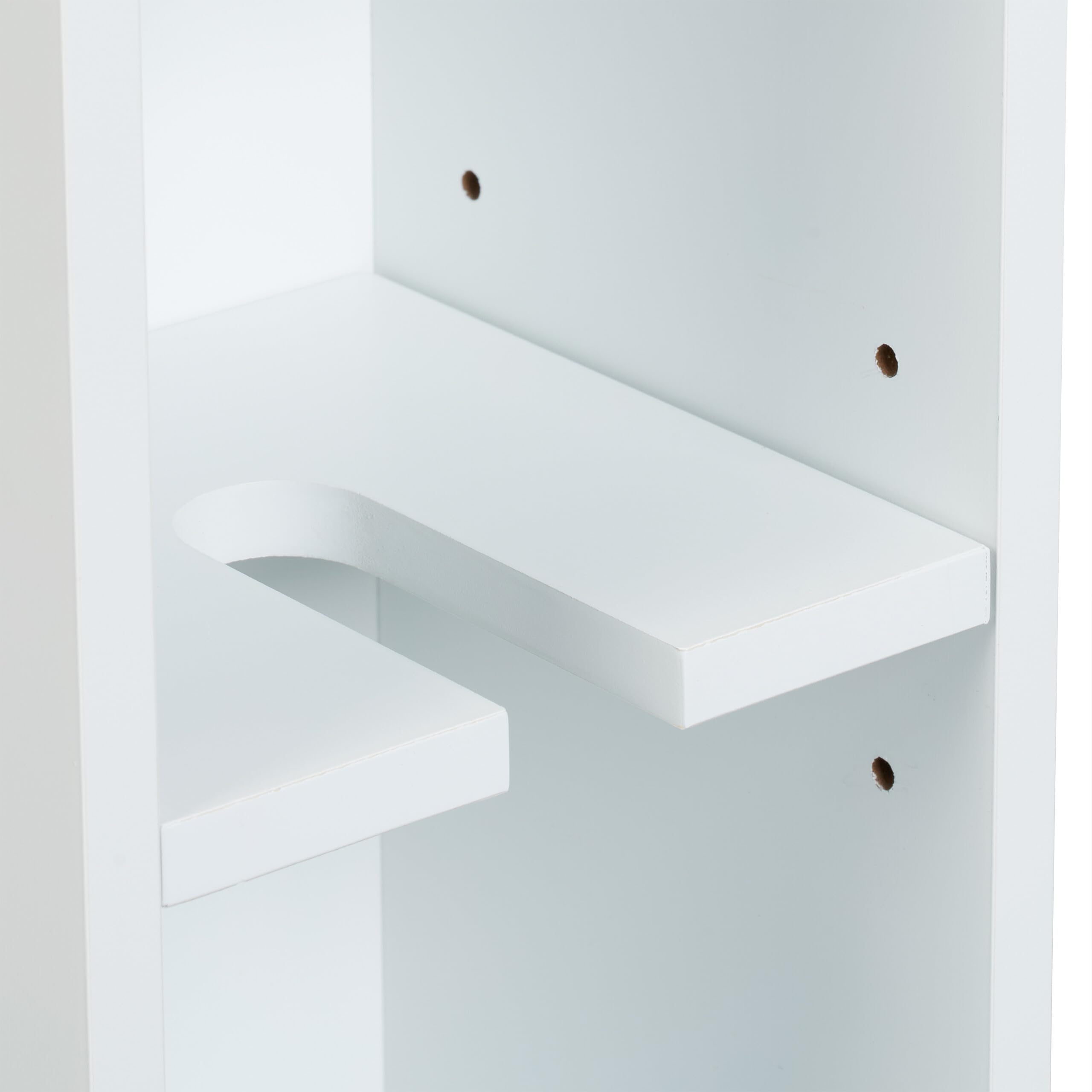 Relaxdays Carrito Auxiliar Estrecho, 6 Compartimentos, Portaescobillas, 79x17x75 cm, Baño, MDF, Bambú, Blanco/Natural
