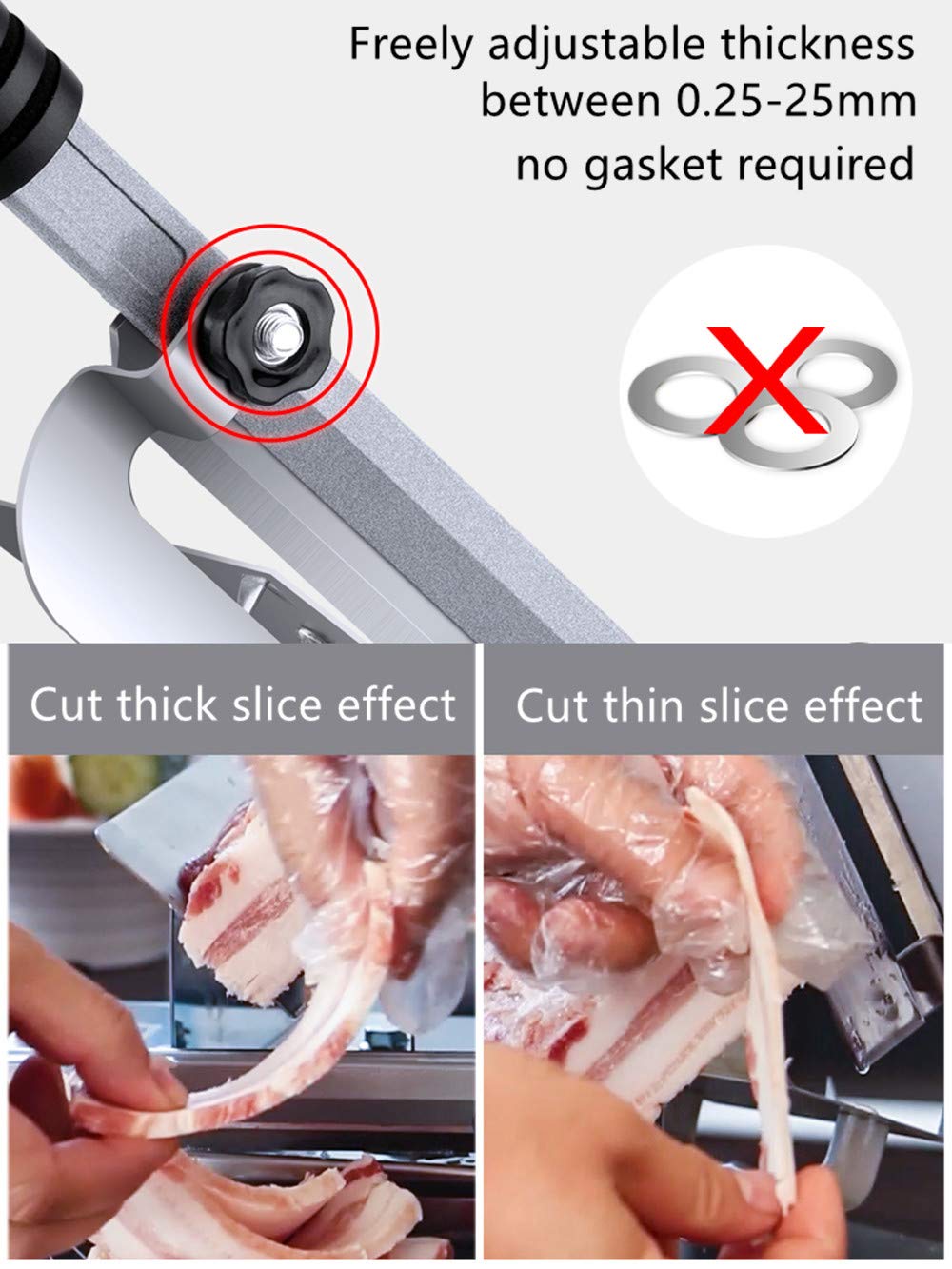 Affettatrice Manuale NEWTRY In Acciaio Inox – Spessore Regolabile 0,25-25 Mm, Per Carne Congelata E Verdura